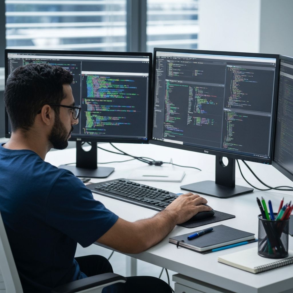 مبرمج عربي في بيئة عمل حديثة